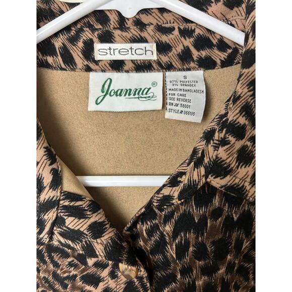 Vtg. Joanna Stretch Button Up Leopard Print Stretch Tunic Blouse-Small - Picture 2 of 6